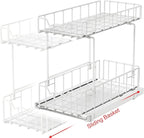 Simple Houseware 2-Tier Spice Rack Slide Out Wire Basket Drawer Organizer - Image 4