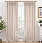 YoungsTex Pinch Pleated Linen Curtains 102 Inch Length 2 Panels Light Filtering by YoungsTex