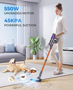 Fieety Cordless Vacuum Cleaner, 550W 45KPA Cordless Stick Vacuum Cleaner - Image 3