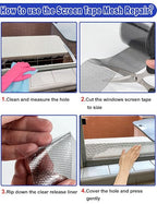 Wohohoho Window Screen Repair Tape, 3 in X 20 FT Black Screen Patch Repair Kit - Image 6