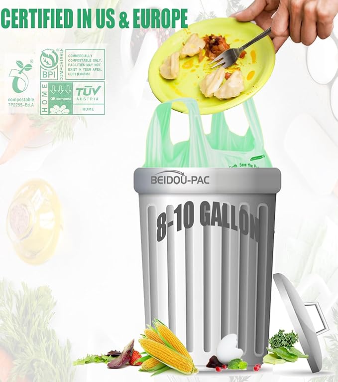 8-10 Gallon Compostable Trash Bags, Compost Bags Kitchen Trash Bags - Image 4