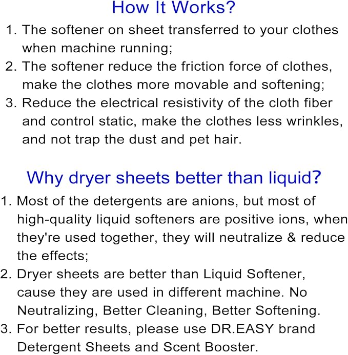 DR.EASY Dryer Sheets Plant Based Formula 252 Ct BLUE OCEAN, Softener sheets - Image 7