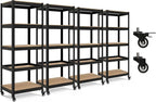 HOMEDANT House 5-Tier Metal Rolling Cart Shelf Rack Casters Heavy Duty by TheBestOrganizingSolution