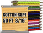 PerkHomy Cotton Rope 3/16" 50 ft Multi Purpose Utility Diamond Braided Cord by PerkHomy
