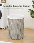 Laundry Basket Round Rattan Laundry Hamper 29.1 Gal Handwoven Large Wicker - Image 2