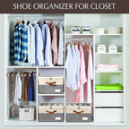1 Pack Shoe Organizer for Closet, Adjustable Shoe Box Storage Containers - Image 5