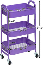 AGTEK Makeup Cart, Movable Rolling Organizer Cart, 3 Tier Metal Utility Cart - Image 4