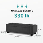 48" Ottoman with Storage, Storage Ottoman Bench with Safety Hinge, Upholstered - Image 2