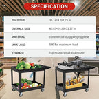 Utility Service Cart 2-Shelf 500 Lbs Capacity, Heavy Duty Rolling Cart - Image 3