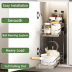 2 Tier Individual Pull Out Cabinet Organizer 5½" W x 21½" D, Heavy Duty Cabinet - Image 2
