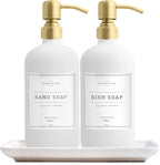 Vine Creations Glass Soap Dispenser, 2 Pack Kitchen Soap Dispenser Set by VineCreations