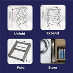 BLACK+DECKER 3 Tier Expandable Collapsing Foldable Laundry Rack - Image 7