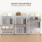 Clothes Rack, Clothing Rack for Hanging Clothes, 3 Tiers Adjustable Heavy Duty - Image 3