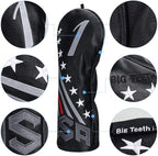 Big Teeth Golf Cover USA Stripe and Star Headcover Covers, Driver Fairway Wood - Image 4