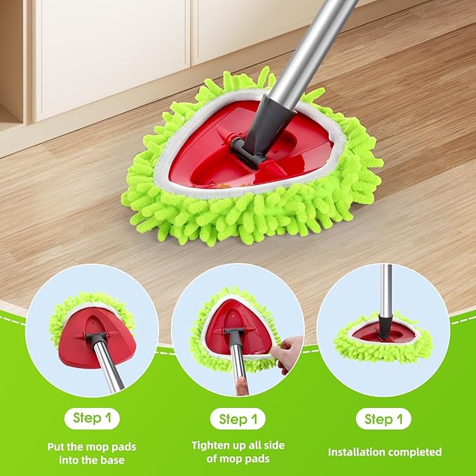 Microfiber Spin Mop Head Replacement 4 Pcs & 2 Chennile Mop Replace & 1 Scrub - Image 5