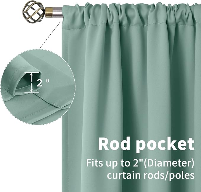 BGment Light Sage Blackout Curtains 40 Inches Length - Image 4
