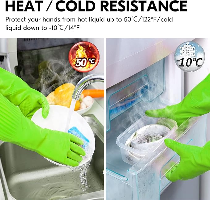 Vgo... 1-Pair Dishwashing Gloves, Reusable Household Gloves, Kitchen Gloves - Image 5