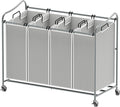 Simple Houseware 4-Bag Heavy Duty Laundry Sorter Rolling Cart by SimpleHouseware