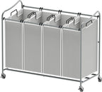 Simple Houseware 4-Bag Heavy Duty Laundry Sorter Rolling Cart by SimpleHouseware