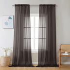 Chyhomenyc Sheer Chocolate Brown Curtains 90 inches Long 2 Panels, Light by Chyhomenyc