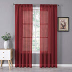 Tollpiz Sheer Curtain Linen Textured Living Room Curtains Sheer Light Filtering by Tollpiz