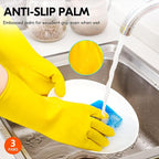 Vgo... 3-Pairs Reusable Household Gloves, Rubber Dishwashing gloves, Extra - Image 5