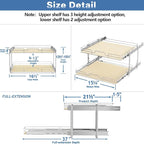 ROOMTEC 2 Tier Individual Pull Out Cabinet Organizer 16½"W x 21½"D, Slide Out - Image 3