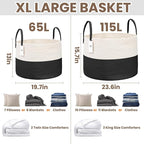 Woven Blanket Basket, 65L Large Rope Storage Bin - Image 2