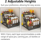 3 Tier Foldable Spice Rack for Countertop Iron Kitchen Seasoning Organizer for - Image 2