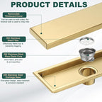 uxcell Rectangular Shower Drain, Brushed 304 Stainless Steel Odor-Proof Floor - Image 3