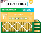 Filterbuy 16x16x2 Air Filter MERV 11 Allergen Defense Replacement, by Filterbuy