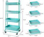elabo 4-Tier Metal Mesh Utility Rolling Cart, Storage Organizer Trolley - Image 2