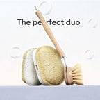 Vove Cleaning Duo, Bamboo Dish Brush Set and Natural Dish Sponges, - Image 2
