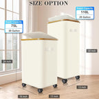 Laundry Hamper with Wheels, 20 Gal Laundry Basket with lid Rolling Clothes - Image 4