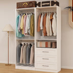 Closet System with 2 Sets, 4FT Closet Organizer Systems with 3 Wooden Drawers & by Dooloric