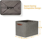 DULLEMELO Grey Storage Baskets for Organizing 2 Pack 16"x12"x12" Fabric Shelf - Image 2