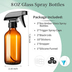 8oz Amber Glass Spray Bottles, 3 Pack Glass Spray Bottles Refillable Empty - Image 2