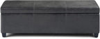 SIMPLIHOME Avalon 48 inch Wide Contemporary Rectangle Storage Ottoman Bench in - Image 4