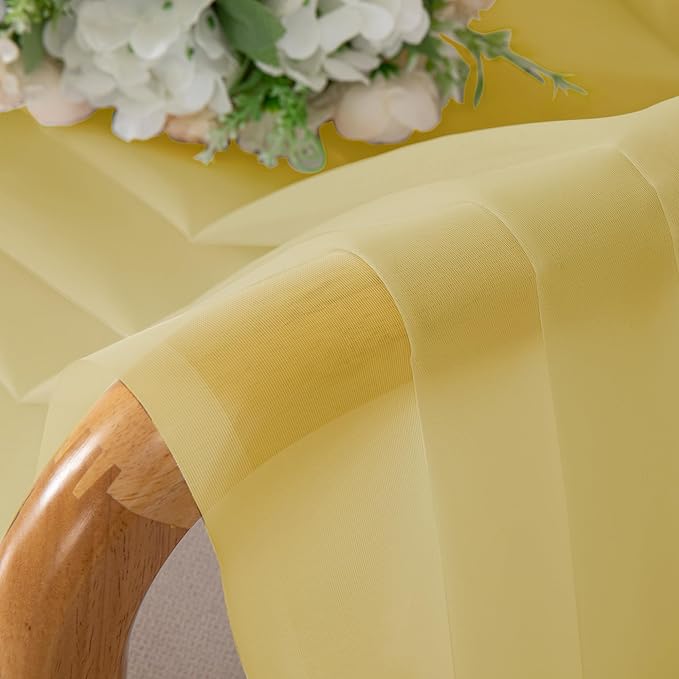 Chyhomenyc Yellow Sheer Curtains 72 Inch Length 2 Panels, Light Filtering Soft - Image 5