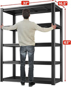 Raybee Garage Shelving 2000LBS Storage Shelves Adjustable Metal Shelves 5 Tier - Image 2