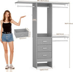 4FT Small Closet System with 3 Fabric Drawers, Flexible Built-In Clothes - Image 6