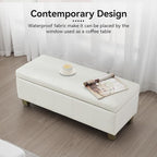41" Faux Leather Storage Ottoman, Stitch Tufted Rectangle Upholstered End of - Image 7