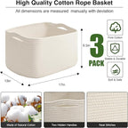 Large Storage Baskets for Organizing Shelves, Woven Cotton Rope Bins for Baby - Image 3