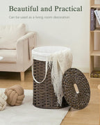 Laundry Hamper with Lid, 19.0 Gal Round Wicker Laundry Basket, Handwoven Rattan - Image 7