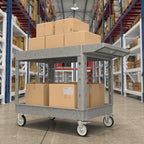 Large Garage Flat Top Utility Cart, Heavy Duty 2 Shelf Tool Cart Service Cart - Image 5
