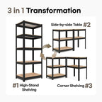 HOMEDANT House Black 5 Tier 24.4" W Laminated Metal Shelving Unit Adjustable - Image 9