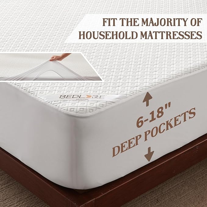 BEDLORE California King Mattress Protector, Waterproof Noiseless Mattress Cover - Image 5
