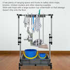 Rolling Cleaning Cart with Mop & Broom Organizer, Movable Floor-Mounted Mop - Image 2