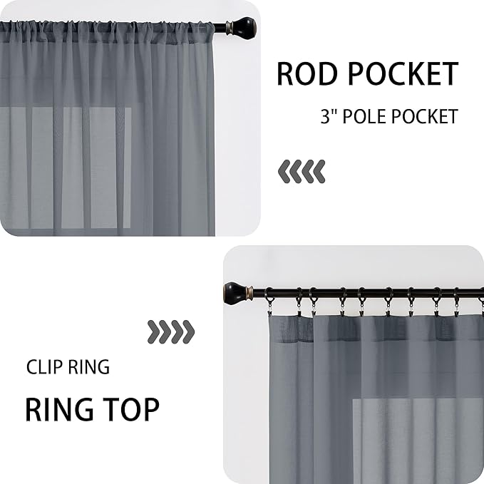 Tollpiz Sheer Door Curtain Closet Linen Textured Curtain Sheers Doorway Light - Image 5