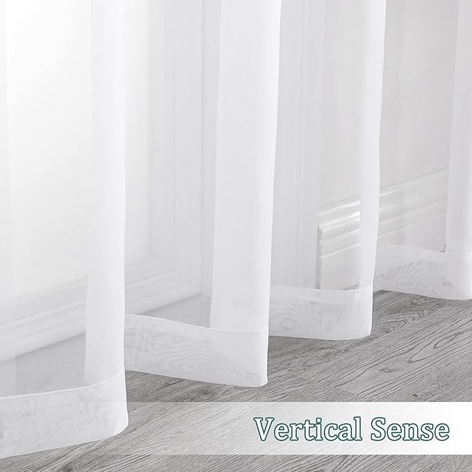 Chyhomenyc White Sheer Curtains 108 Inch Length 2 Panels Set, Extra Long Light - Image 9